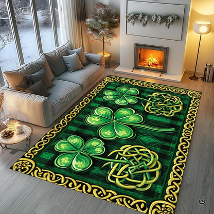 Cozy modern living room arrangement styling the Celtic shamrock plaid rug - thumbnail image 5 of 9