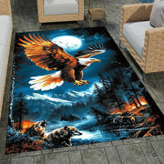 Overhead flat view of rectangular moonlit soaring eagle area rug - thumbnail image 7 of 7