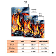 Fantasy dragon graphic rug displayed flat decorative accent dark hardwood flooring. - thumbnail image 7 of 8