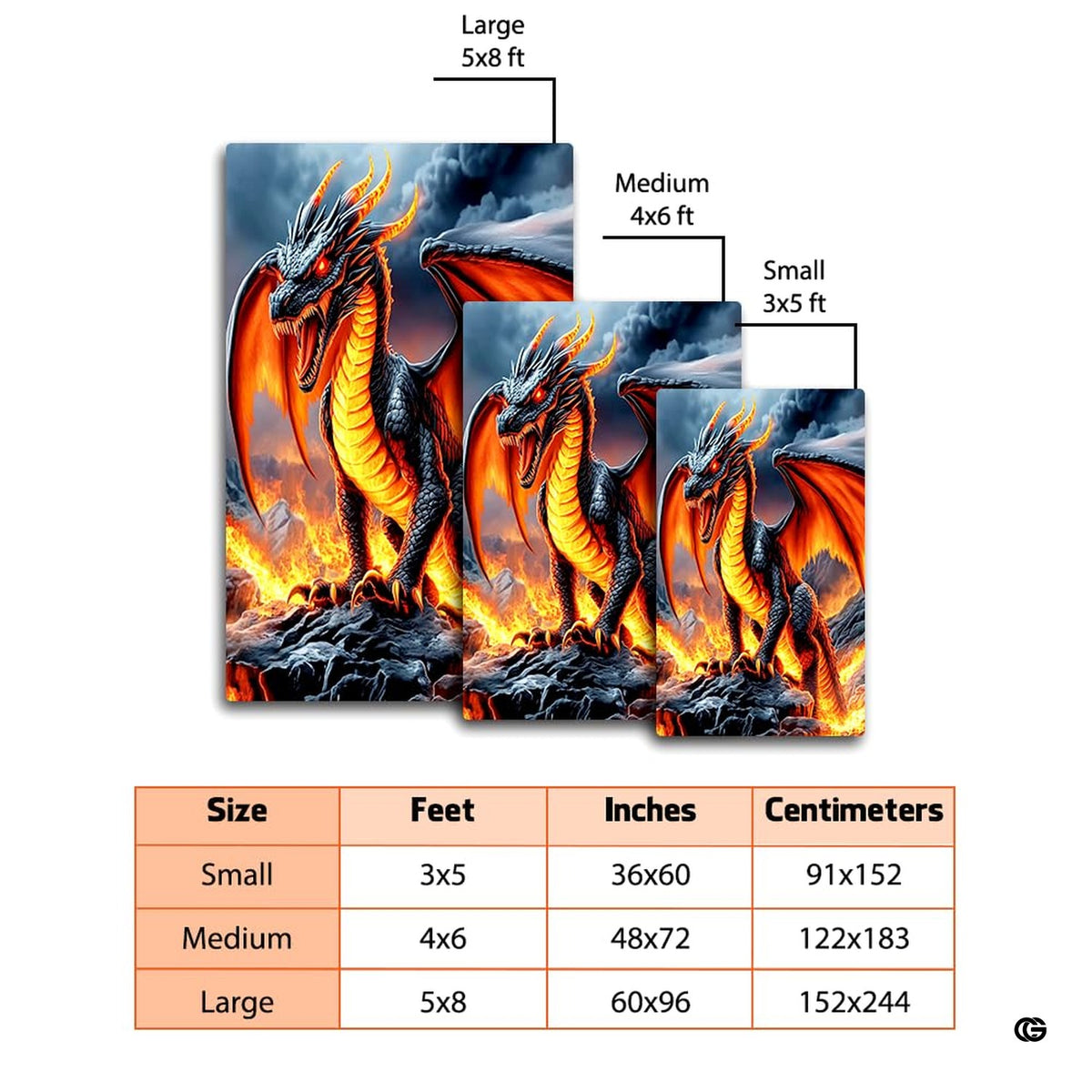 Fantasy dragon graphic rug displayed flat decorative accent dark hardwood flooring. - image 7 of 8