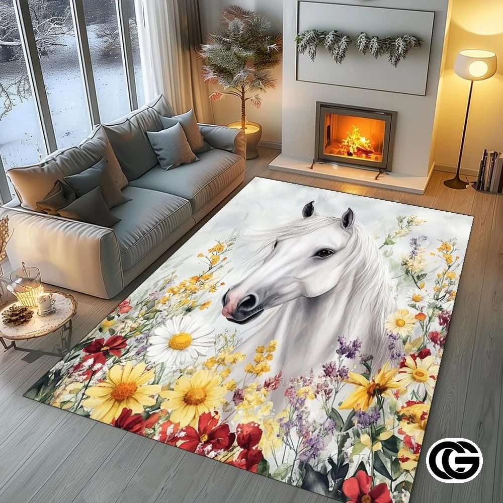 Custom Running Horse Welcome Mat for Front Door and Entryway - Horse-ds02