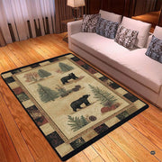 Close-up view of the soft microfiber surface, bear silhouettes, and pinecone details - thumbnail image 3 of 5
