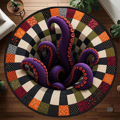 Personalized Halloween 3D Optical Illusion Ghost Round Rug (A05)