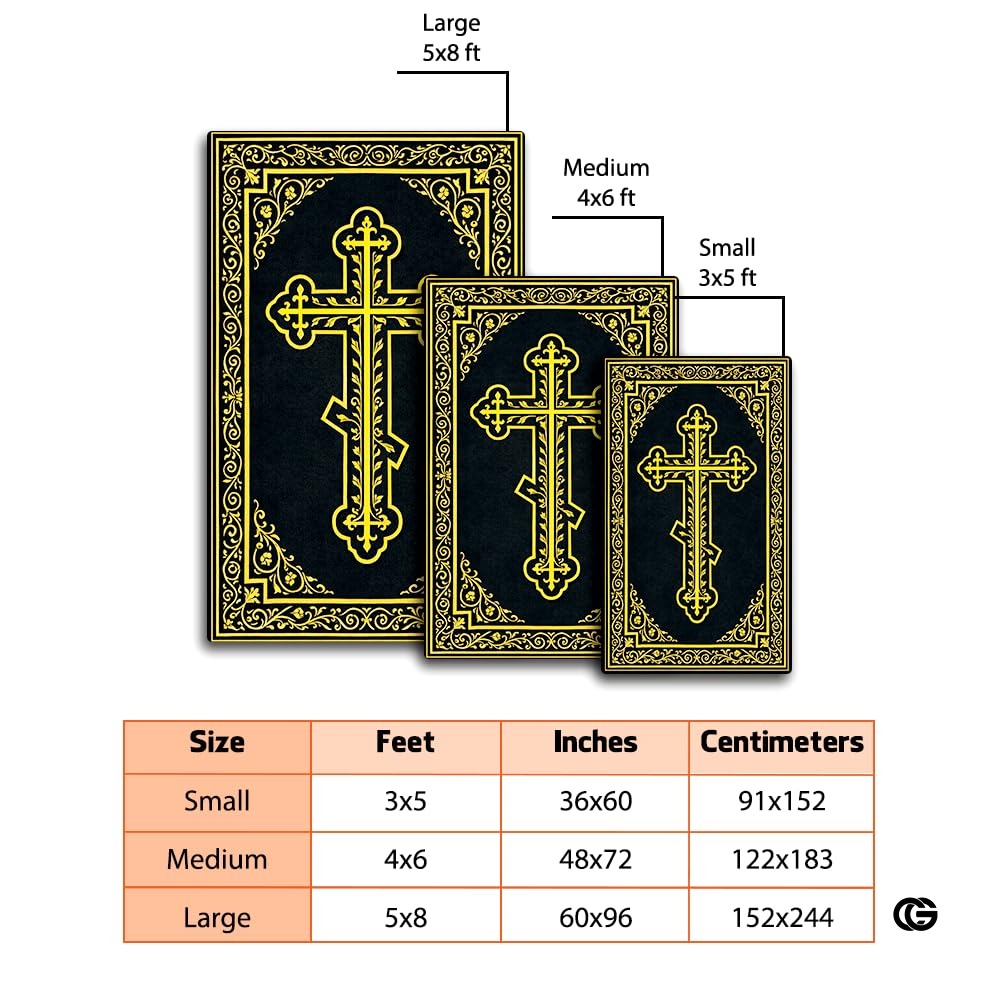 Personalized Orthodox Christian Area Rug, Custom Eastern Orthodox Russian Greek Byzantine Non-Slip Rug for Women Men, IC XC Nika Cross Mat for Living Room, Bedroom, Church Decor (D6)
