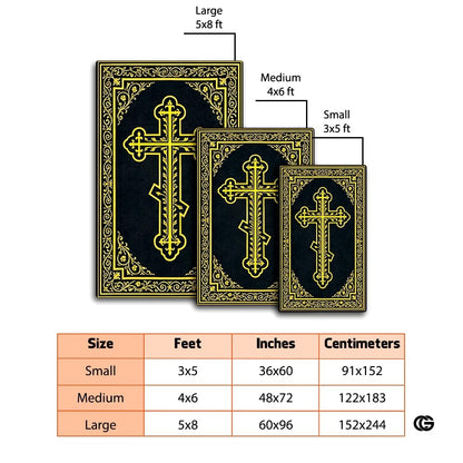 Personalized Orthodox Christian Area Rug, Custom Eastern Orthodox Russian Greek Byzantine Non-Slip Rug for Women Men, IC XC Nika Cross Mat for Living Room, Bedroom, Church Decor (D6)