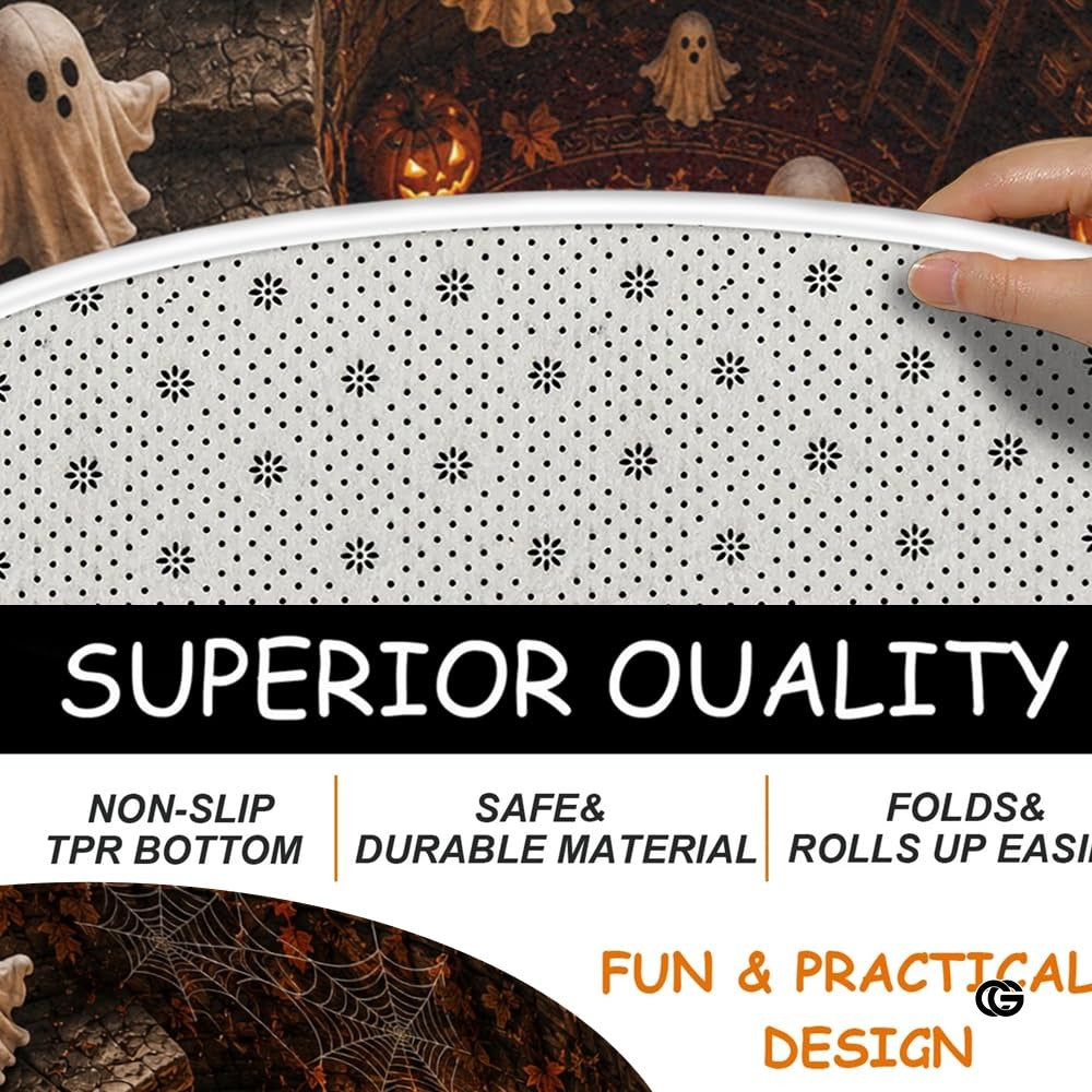 Personalized Halloween 3D Optical Illusion Ghost Round Rug (A08)