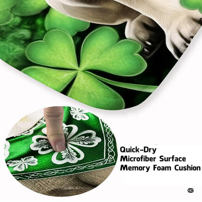 Soft low-pile microfiber fabric and foam cushioning detail of pug dog rug - thumbnail image 3 of 8
