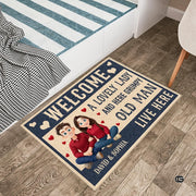Personalized Family Couple Doormat, Custom Couple Husband Wife Doormat Gift, Outdoor Front Door Rug on Birthday, Christmas, Anniversaries, Valentine's Day for Him Her Woman (S1)