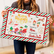 Personalized Christmas Doormat with Custom Family Name and Text