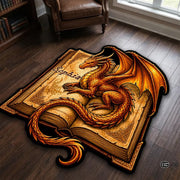 Custom Dragon Shaped Area Rug, Personalized Library Western Dragon Shaped Floor Mat Book Rug, Non-Slip Reading Room Carpet for Living Room, Bedroom, Dorm, Kids Room, Fans Lover (D4)