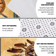 Bedroom layout showing the southwestern wolf rug near wooden furnishings - thumbnail image 6 of 7