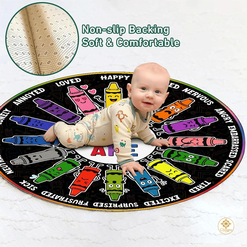 Custom Feelings Wheel Welcome Mat for Classroom and Office