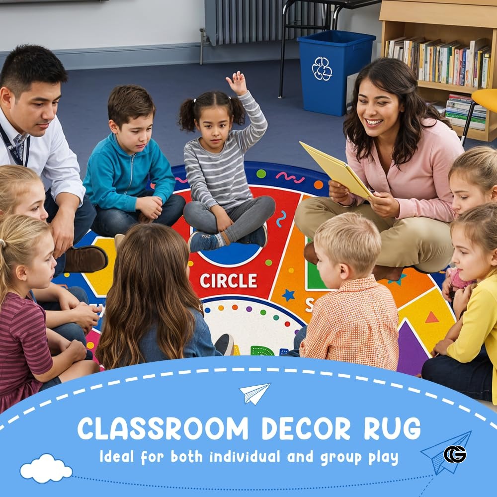 Wheel of Feelings and Emotions Round Rug, Educational Mental Health Rug for Classroom, Educational Animal Shape School Mat, Back to School Gift (Shape)