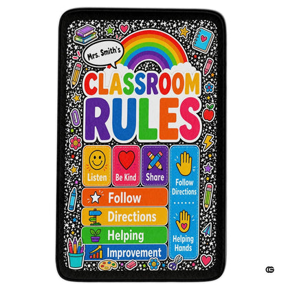 Personalized Teachers Classroom Rug, Custom Teacher Name Classroom Rules Area Rug, Feeling Chart Calming Corner Mat, Kindergarten Educational Back to School Class Decor (D7)
