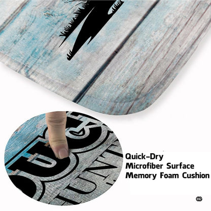 Detailed artwork showing marshland reeds and decorative accent flock silhouettes across rustic area rug. - thumbnail image 3 of 7
