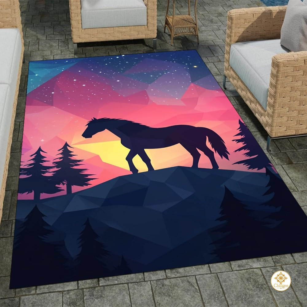 Custom Running Horse Welcome Mat for Living Room and Bedroom - Horse-ds24