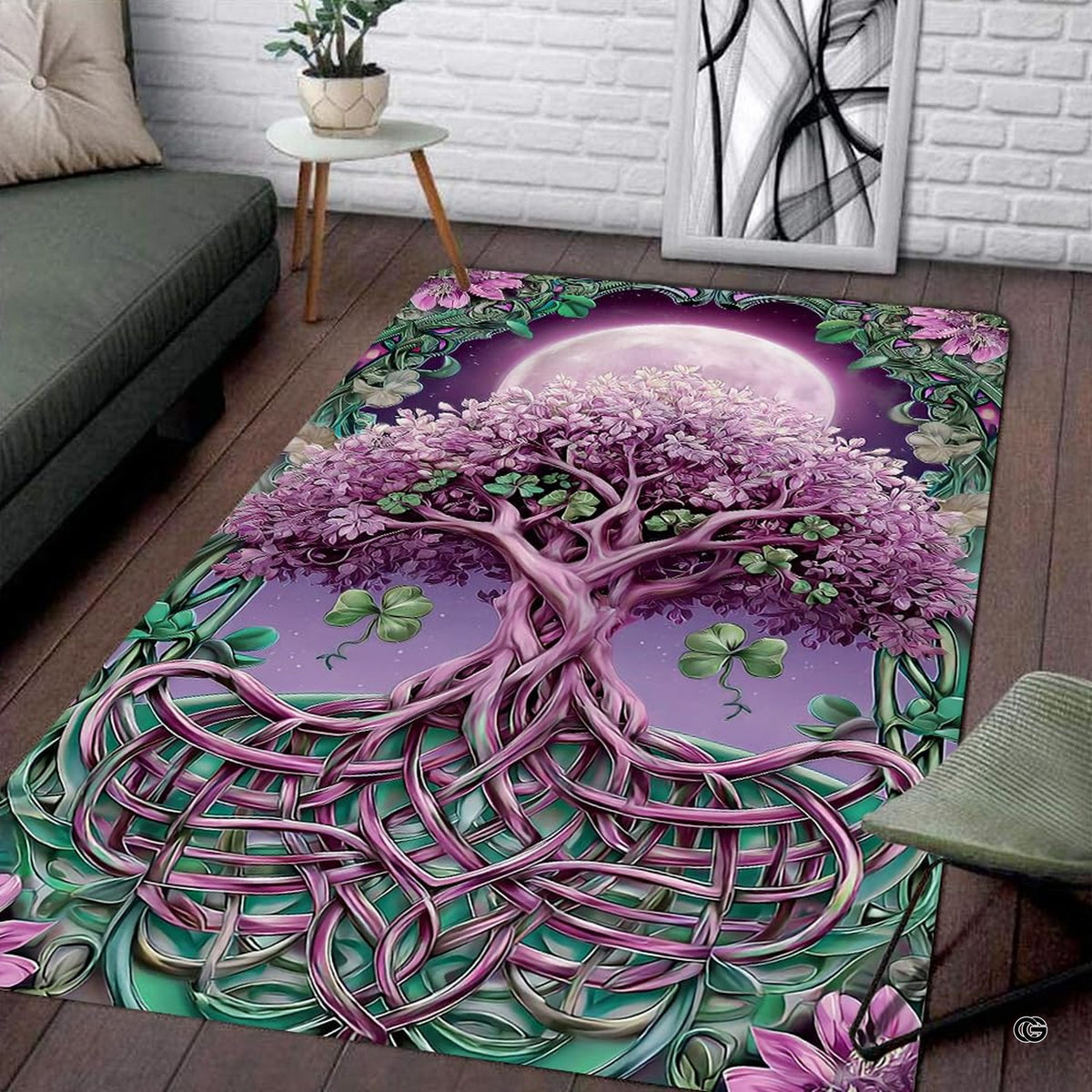 Closeup view of the soft microfiber surface and braided root knotwork details