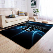 Anti-slip dot backing and clean hemmed edge stitching on cyber basketball rug - thumbnail image 4 of 7