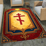 Personalized Orthodox Christian Area Rug, Custom Eastern Orthodox Russian Greek Byzantine Non-Slip Rug for Women Men, IC XC Nika Cross Mat for Living Room, Bedroom, Church Decor (D5)