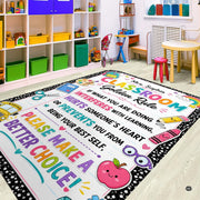 Close up texture detail showing soft pile surface and stitching of classroom rug. - thumbnail image 3 of 7