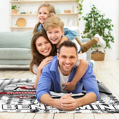 Basketball slam dunk living room area rug styled in modern patio lounge setting - thumbnail image 5 of 7