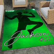 Overhead layout showing soccer ball action shot and stadium illumination art on the rug decorative accent. - thumbnail image 7 of 7