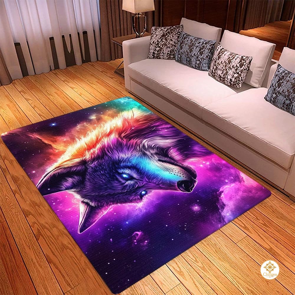 Custom Wolf Print Welcome Mat for Kids Room and Entryway