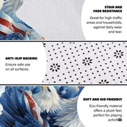 Anti-slip dot backing and hemmed edge stitching on eagle flag rug - thumbnail image 4 of 7