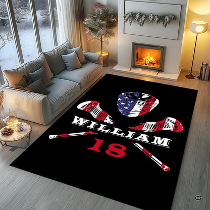 Closeup view of the soft microfiber surface and detailed lacrosse graphic artwork - thumbnail image 3 of 8