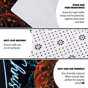 Non-slip grip backing texture and resilient construction of basketball area rug. - thumbnail image 6 of 7
