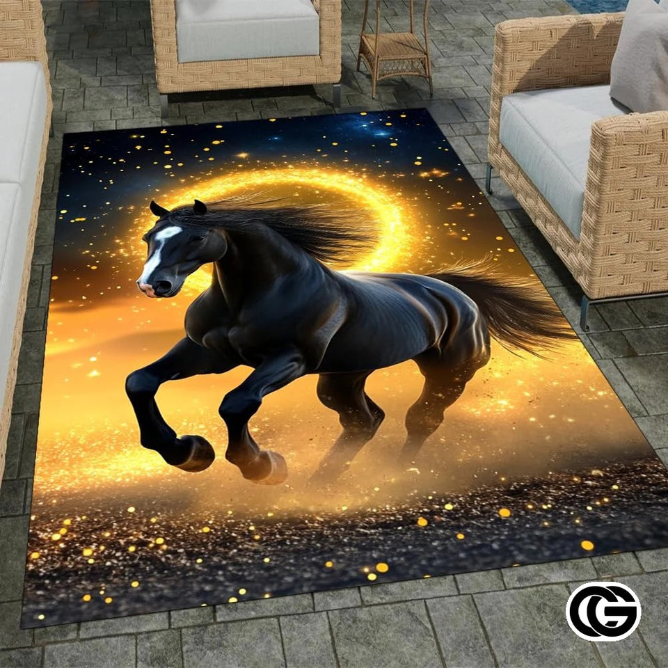 Custom Family Name Doormat with Monogram and House Address - Horse-ds29