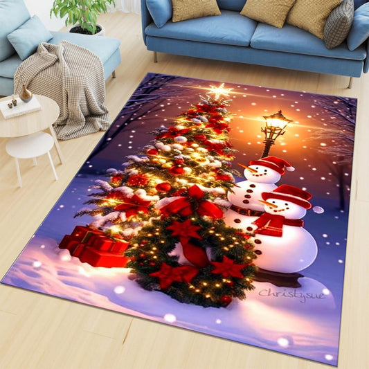 Cute Snowman Christmas Rug - Main View