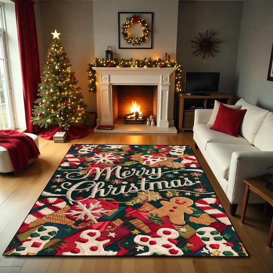 Custom Family Name Christmas Rug - Main View
