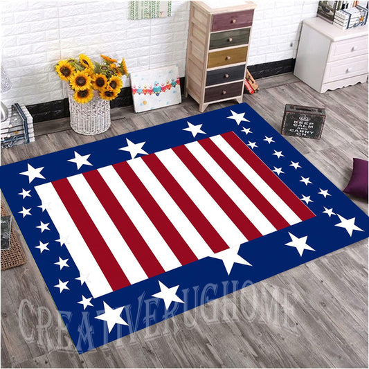 Customized Retro Blue Stars and Stripes American Flag Rug (5x7) - Main View