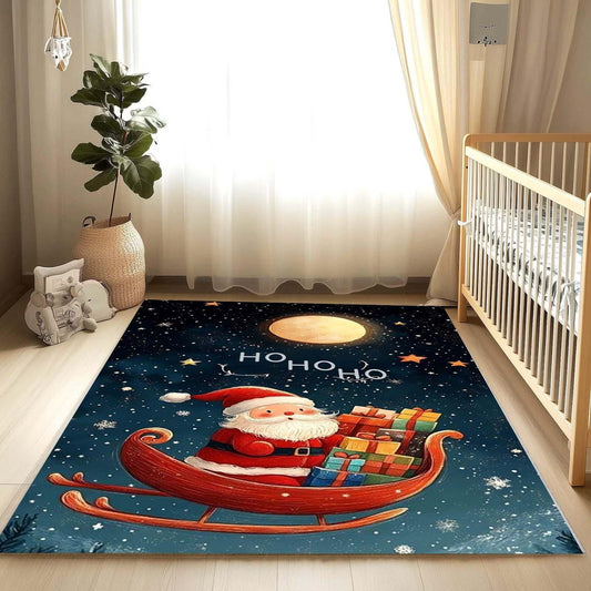 Custom Red Christmas Plaid Rug - Main View
