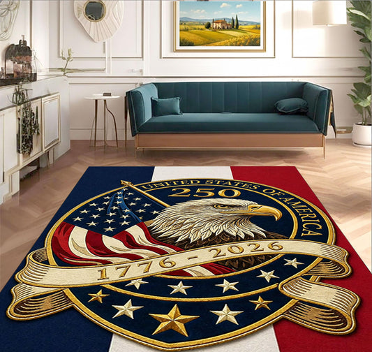 Custom Family Name American Flag Runner Rug, Non - Main View