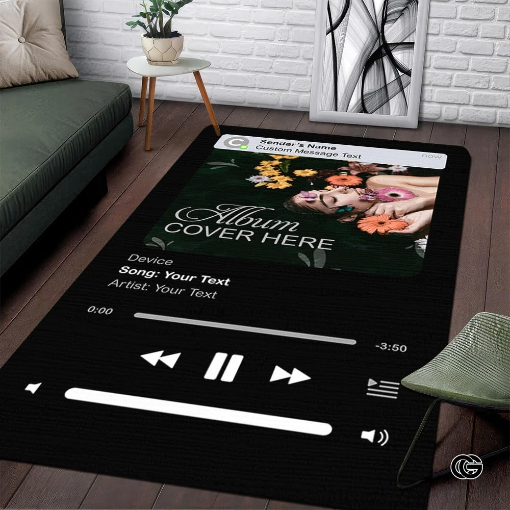 Personalized Album Cover Rug with Easy Care Low Pile for Home Office