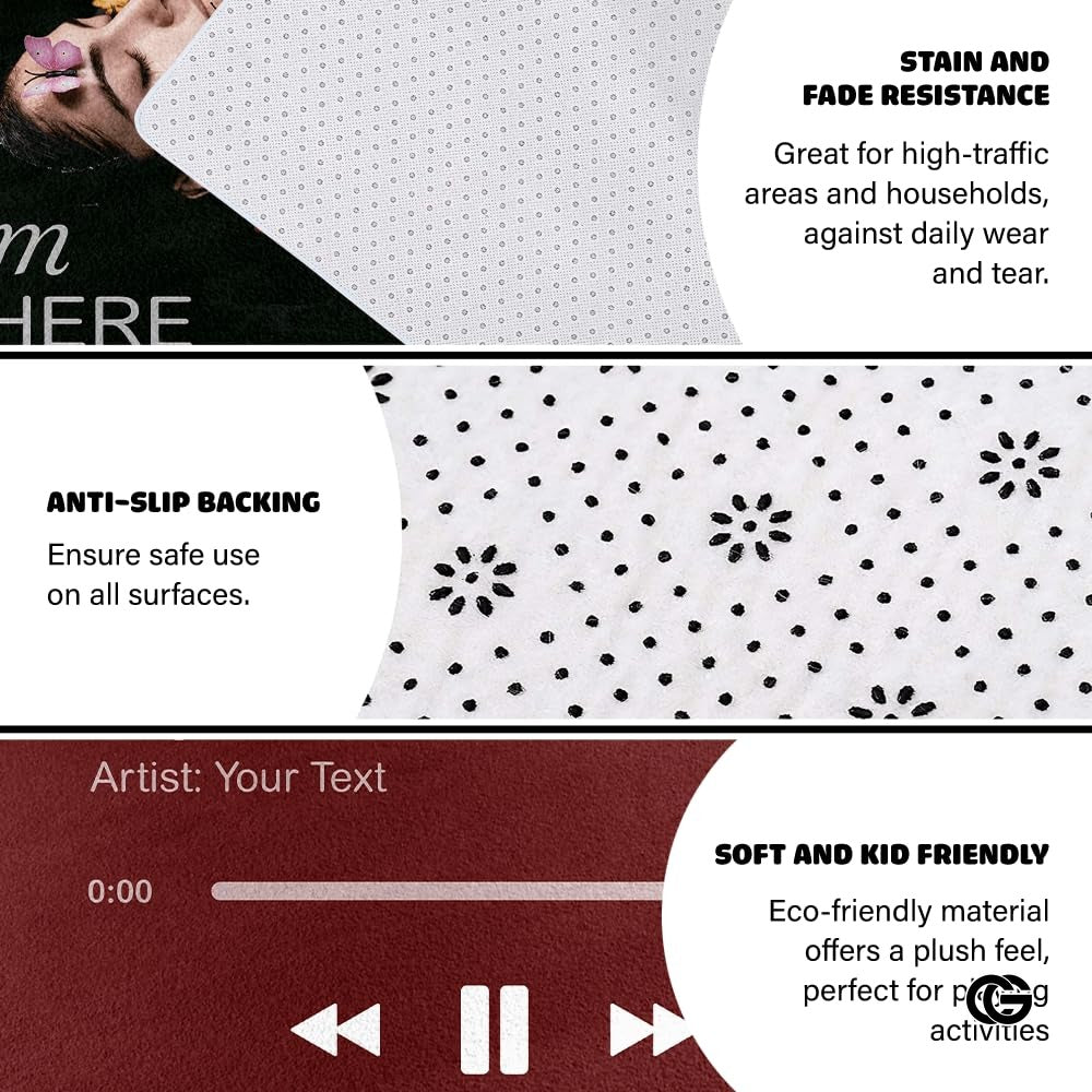 Personalized Album Cover Rug with Easy Care Low Pile for Home Office