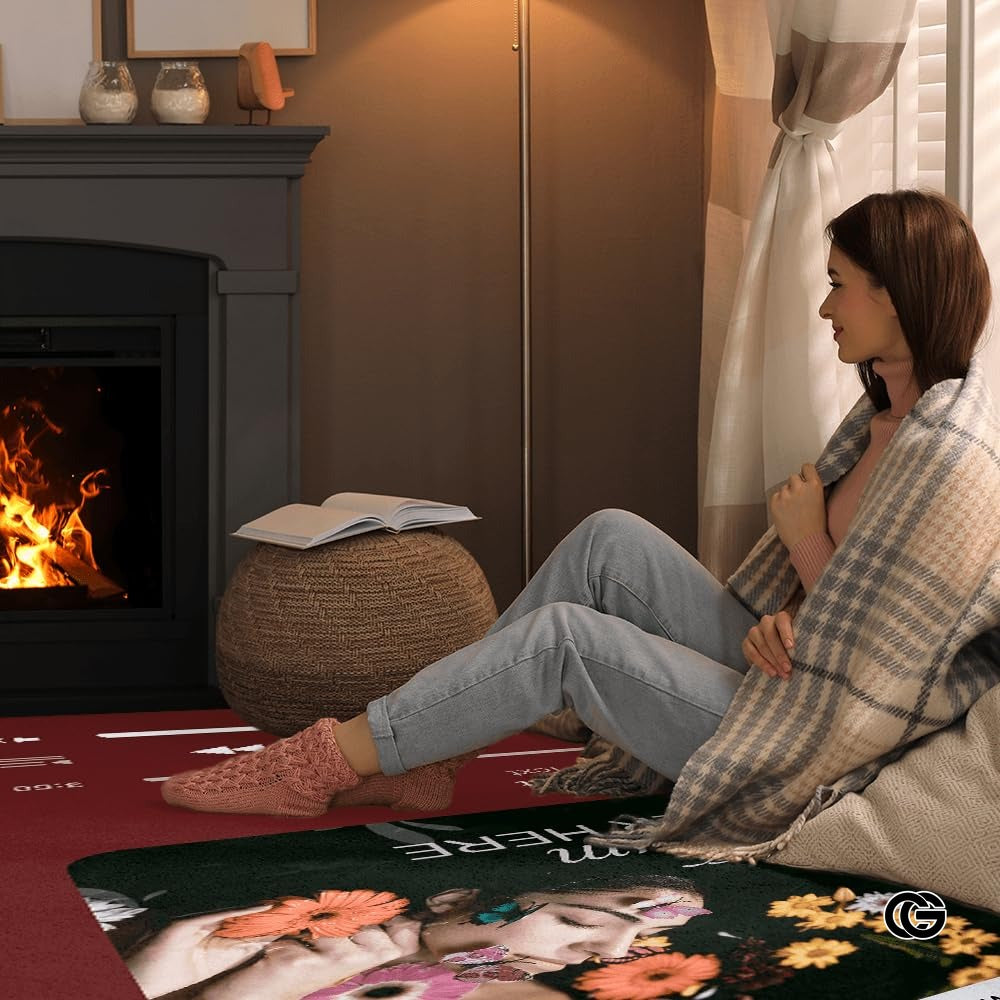 Personalized Album Cover Rug with Easy Care Low Pile for Home Office